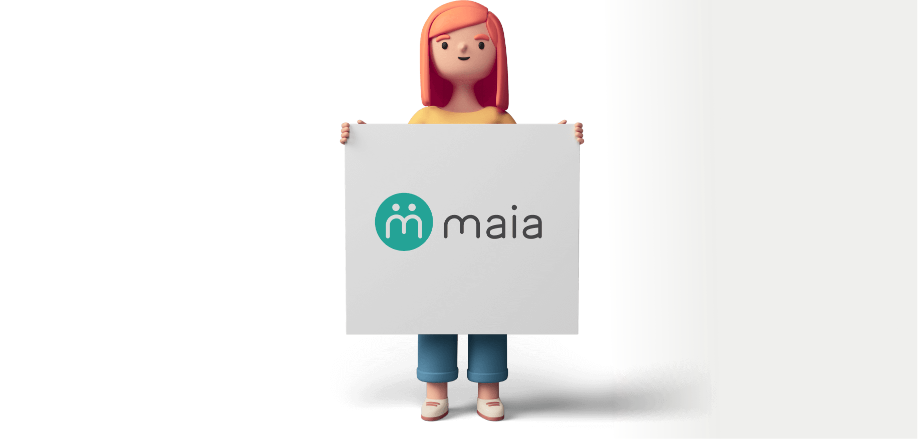 Character holding a Maia sign
